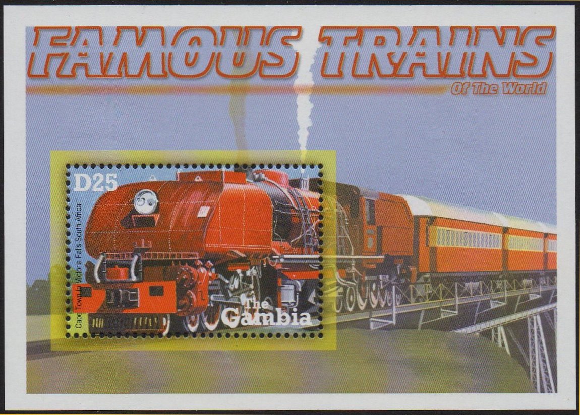 Gambia Train Stamps : Cape-Town to Victoria Falls Express; Rhodesia Railways (later Zimbabwe Railways) 20th Class no. 730 